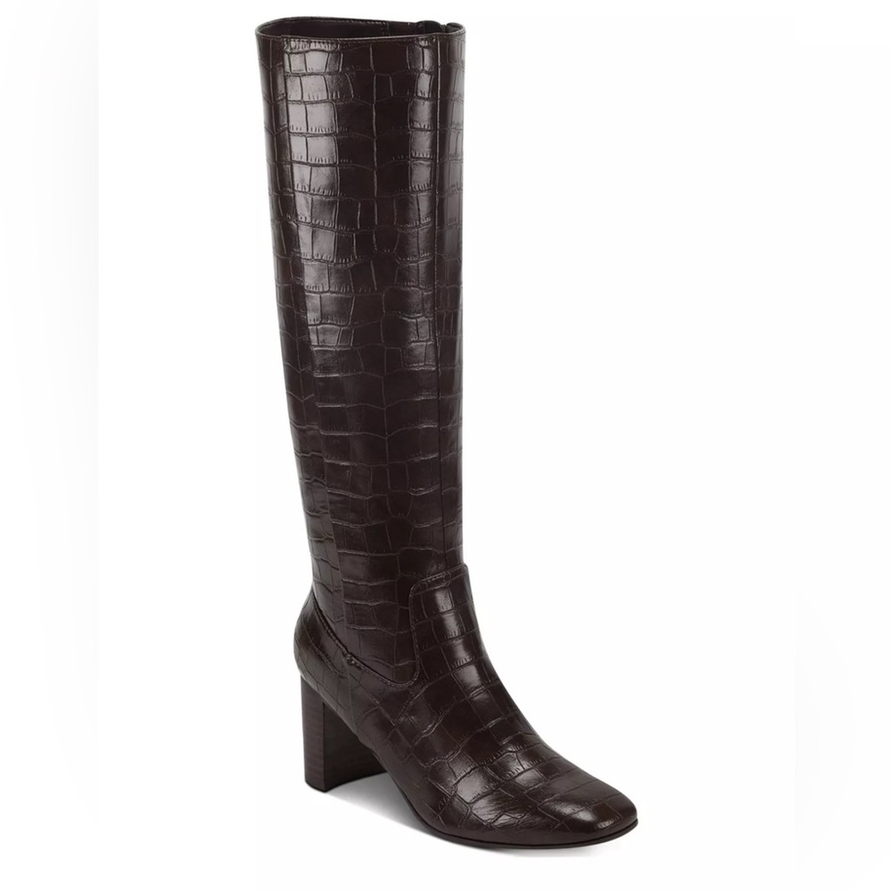 MARC FISHER Brown Croc Revela  Block Heel Boots size 5.5